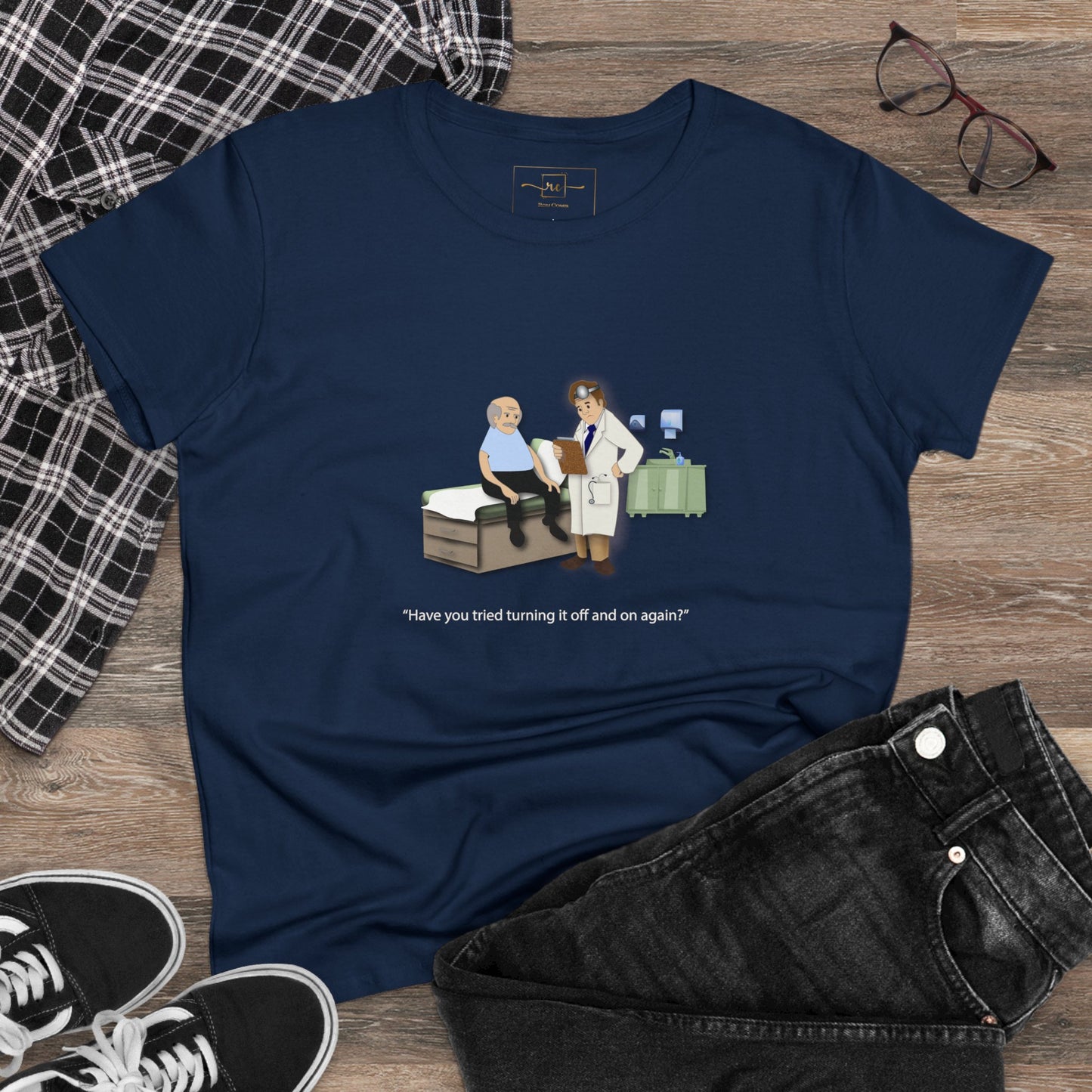 On and Off Women's Midweight Cotton Tee - Medical Humor