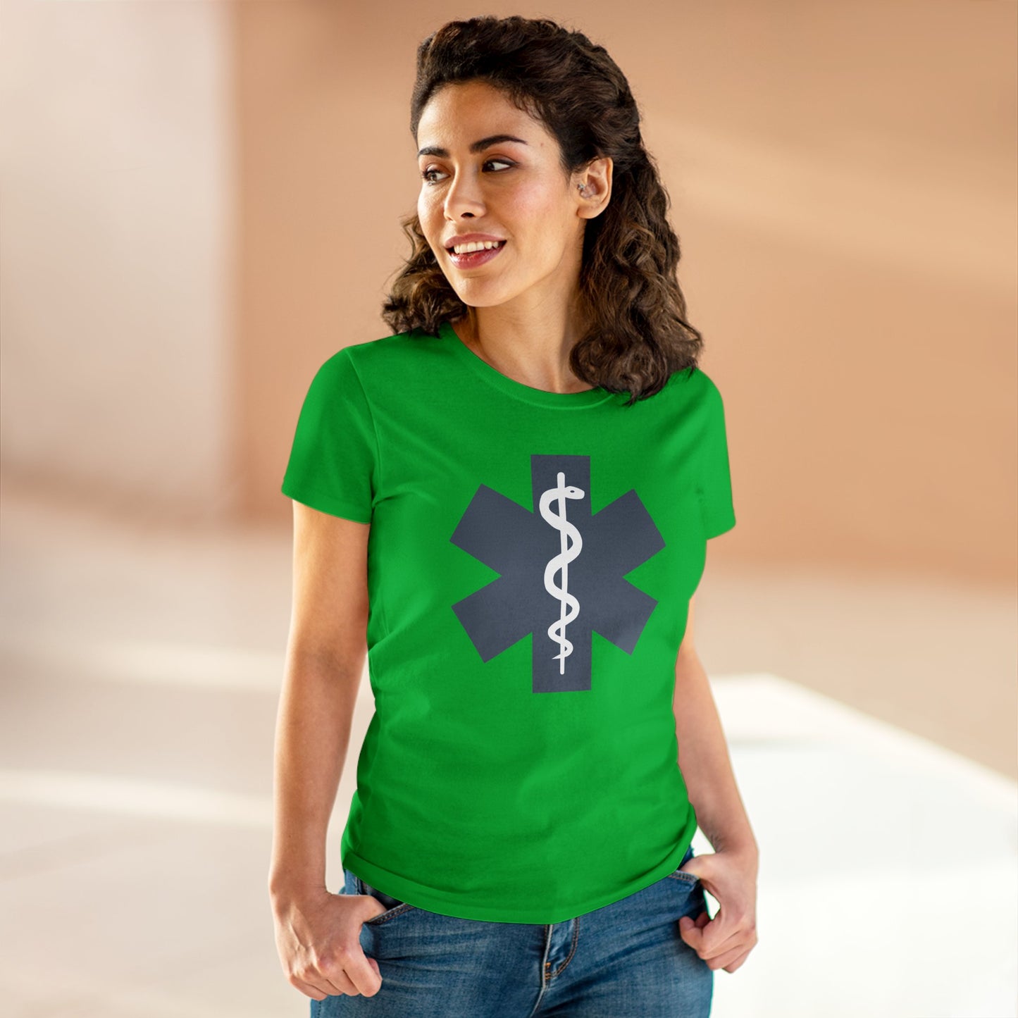 Emergency Medical Women's Midweight Cotton Tee -Gray Symbol