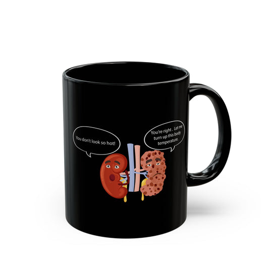 Funny Kidney Sponge Disease Awareness Mug - Black Ceramic (11oz, 15oz) - Urology & Nephrology Gift for Nurses, Doctors, Healthcare Professionals