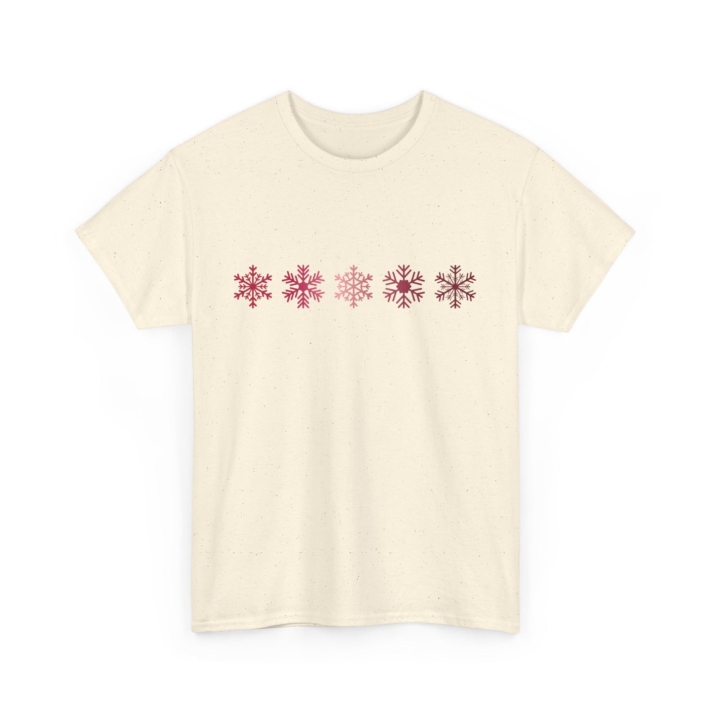 Red Snowflakes Heavy Cotton T-shirt - Graphic Holiday Top