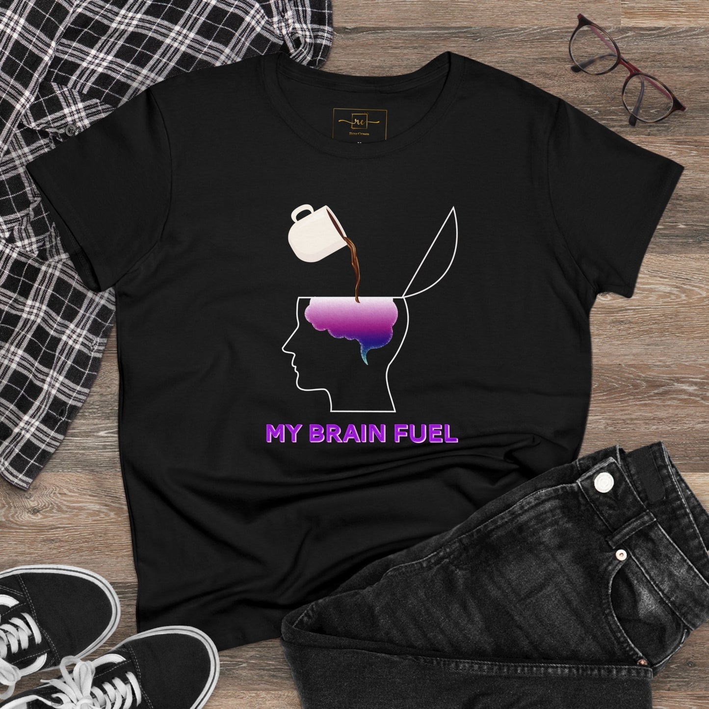 Wellness Coffee Brain Fuel Mental Health Women's Mid-weight Cotton Tee