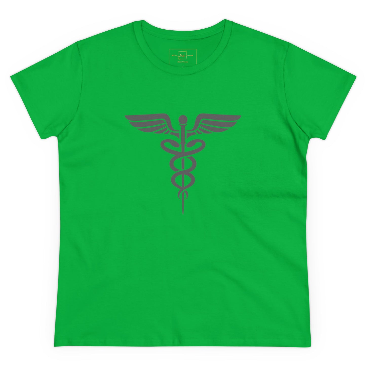 Caduceus Gray Symbol Women's Midweight Cotton Tee - Medical