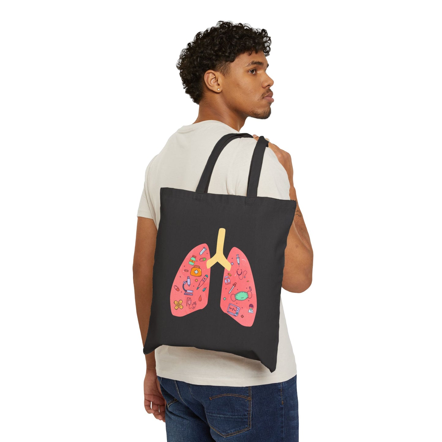 Medical Cartoon Lung Cotton Canvas Tote - Medical Humor