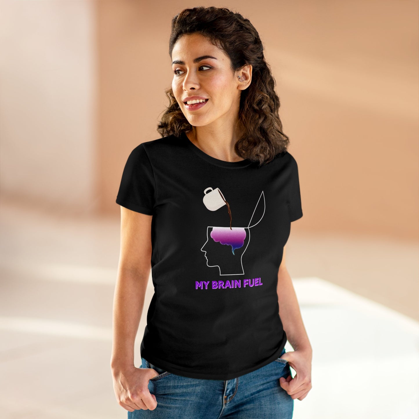 Wellness Coffee Brain Fuel Mental Health Women's Mid-weight Cotton Tee