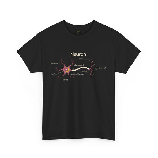 Neuron Anatomy Heavy Cotton T-Shirt - Mauve Medical Graphic Tee Featuring Nerve Cell, Axon & Myelin - Perfect for Doctors, Nurses, and Medical Students