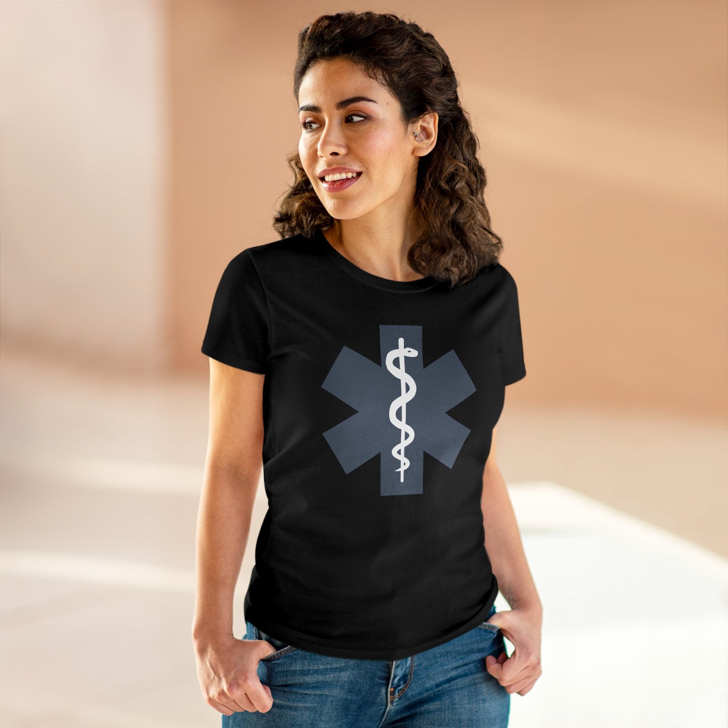 Emergency Medical Women's Midweight Cotton Tee -Gray Symbol
