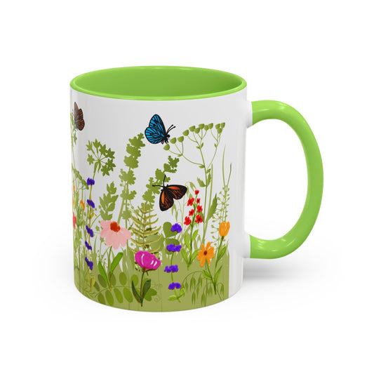Watercolor Wildflower Mug 2 - Botanical Floral Coffee Mug - Gift for Moms, Gardeners, Art Lovers, Spring & Easter - Ceramic Mug with Color Inside (11oz, 15oz)