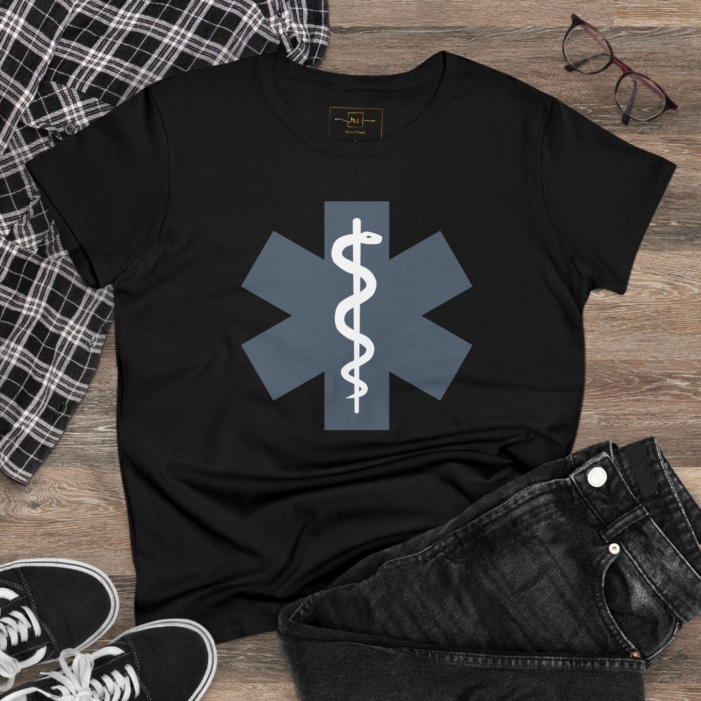 Emergency Medical Women's Midweight Cotton Tee -Gray Symbol