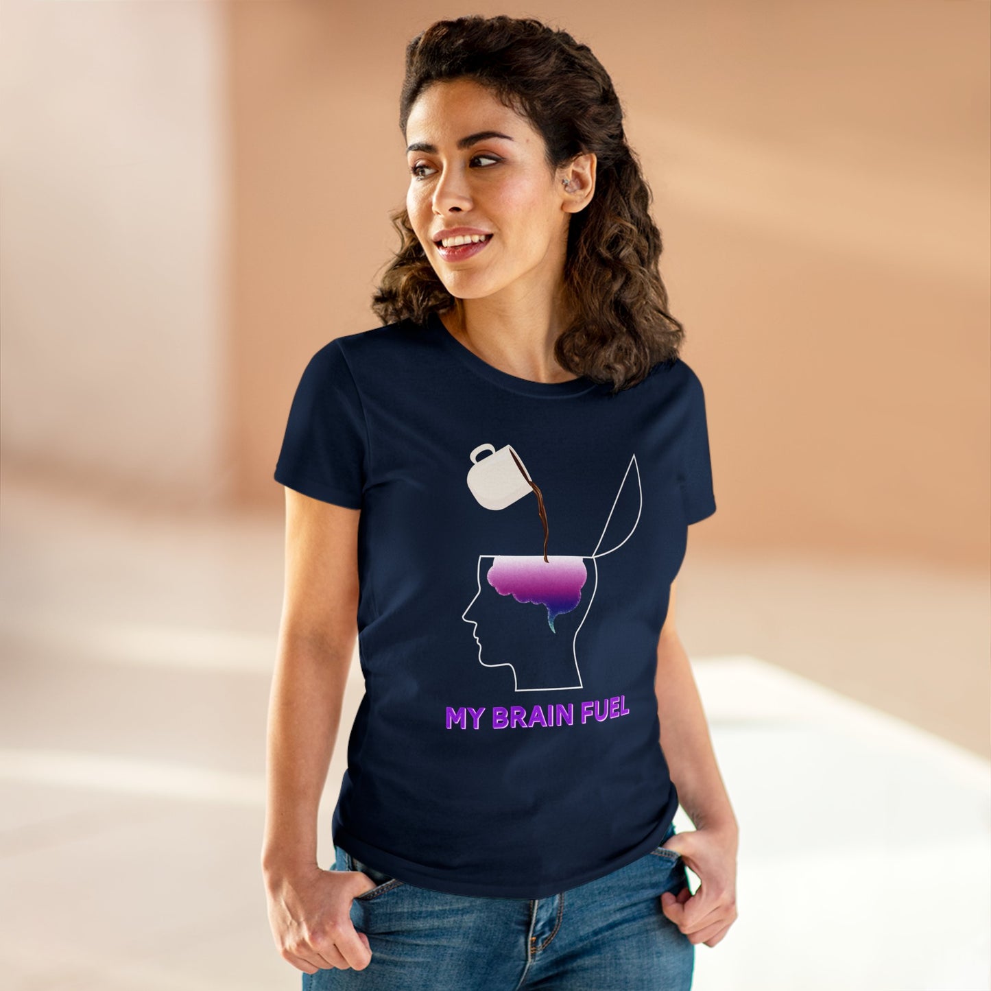 Wellness Coffee Brain Fuel Mental Health Women's Mid-weight Cotton Tee