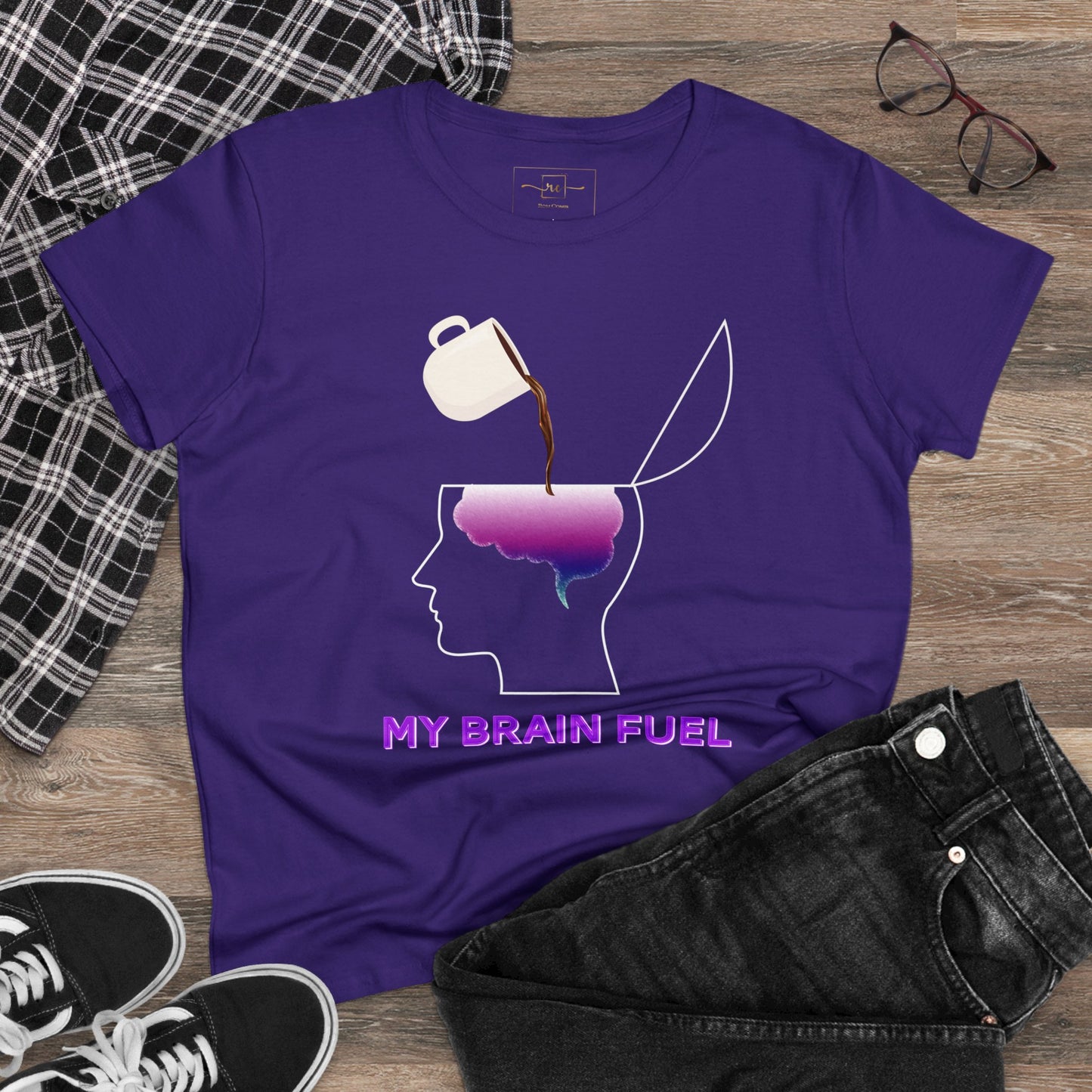 Wellness Coffee Brain Fuel Mental Health Women's Mid-weight Cotton Tee