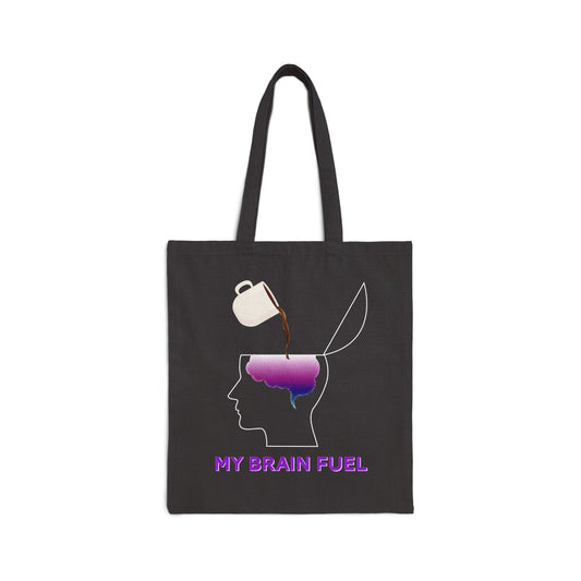 Wellness Coffee Brain Fuel Mental Health Cotton Canvas Tote