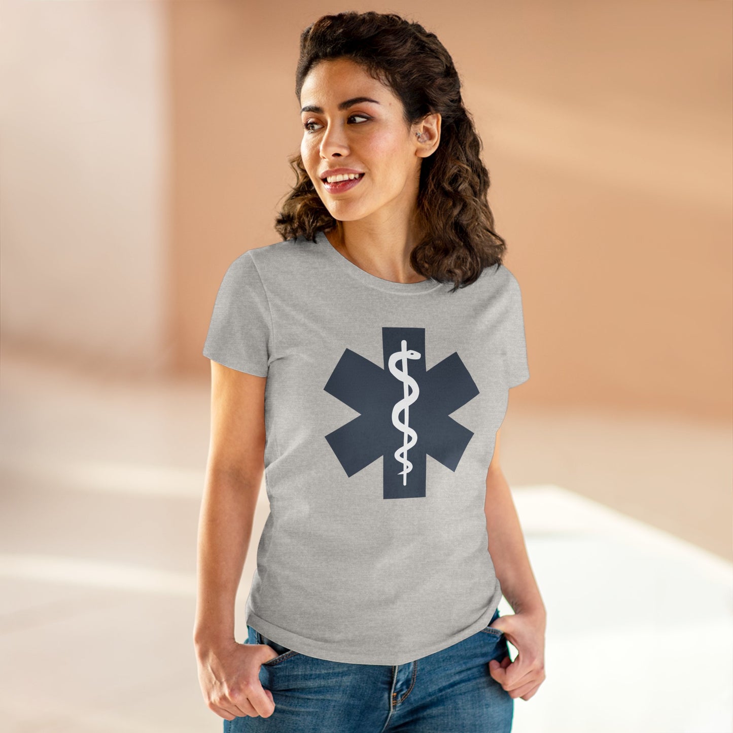 Emergency Medical Women's Midweight Cotton Tee -Gray Symbol