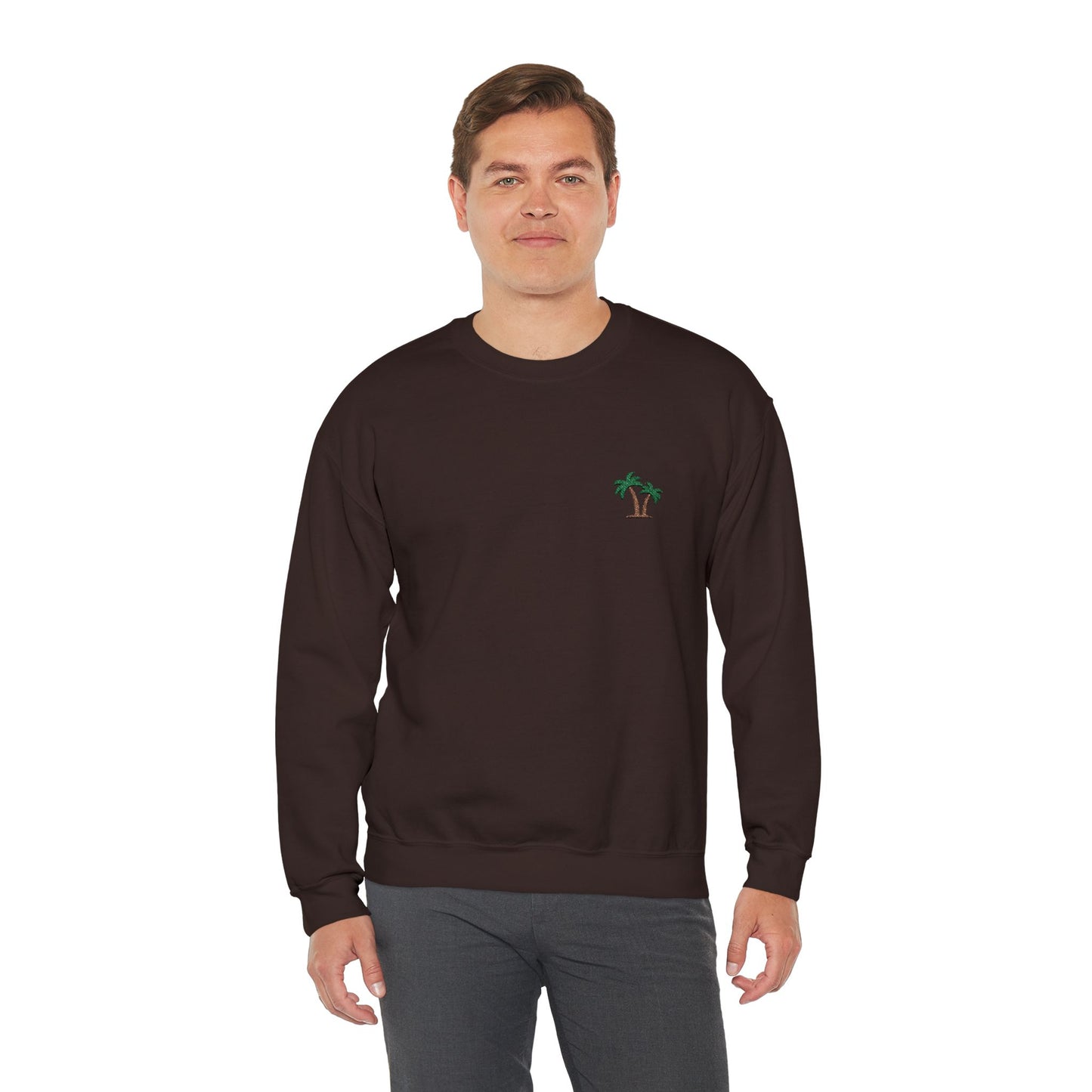 Palm Tree Embroidered Sweatshirt for Beach and Vacation Enthusiasts