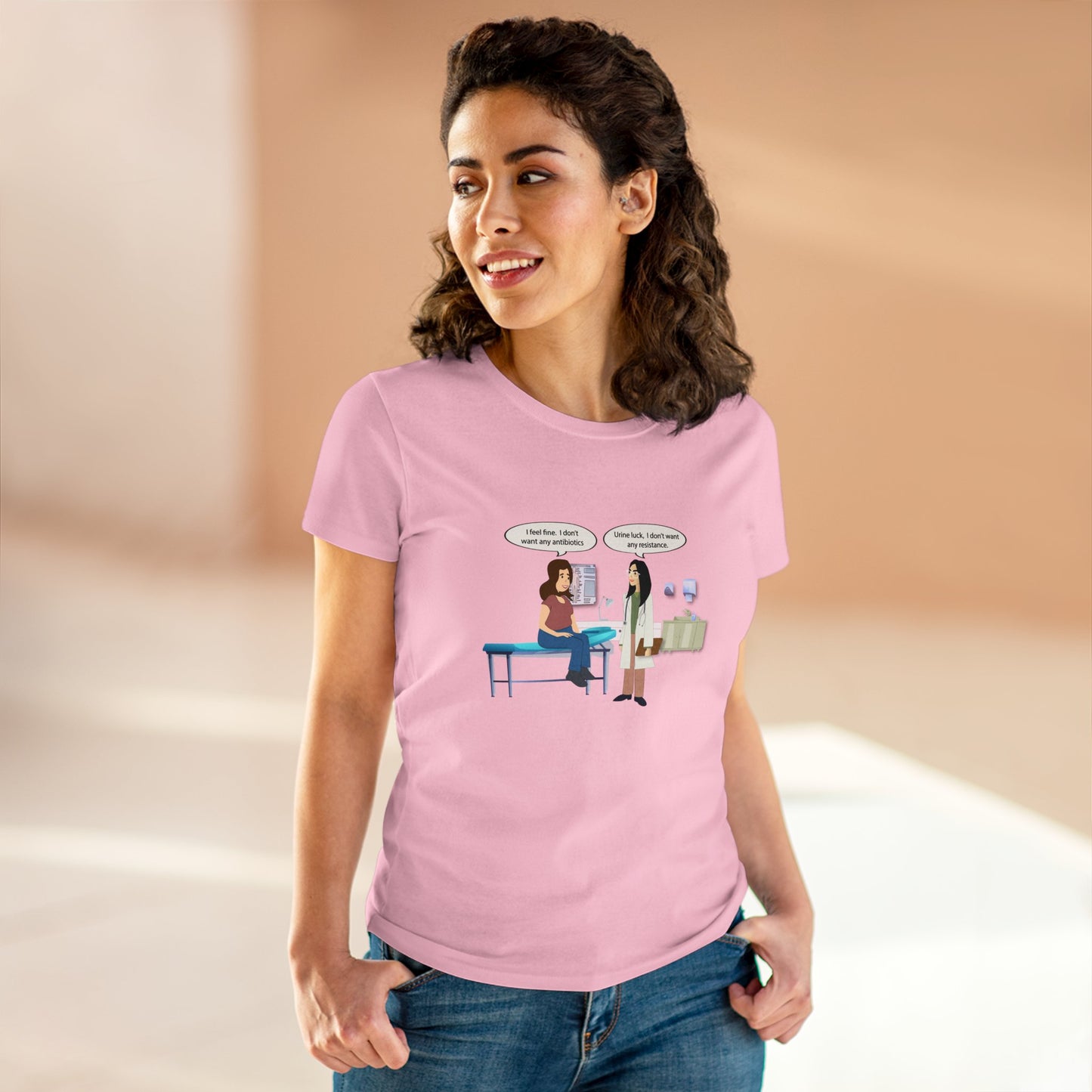 Urine Luck Women's Midweight Cotton Tee - Medical Humor