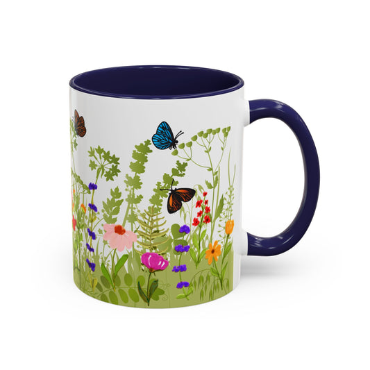 Watercolor Wildflower Mug - Botanical Floral Coffee Mug - Gift for Moms, Gardeners, Art Lovers, Spring & Easter - Ceramic Mug with Color Inside (11oz, 15oz)