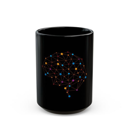 Abstract Brain Black Mug (11oz, 15oz) - Colorful Medical Art