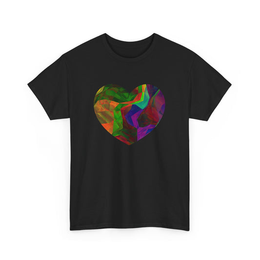 Colorful Heart Abstract Heavy Cotton T-Shirt - Graphic Holiday Top