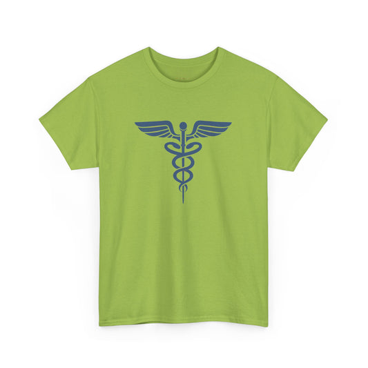 Caduceus Blue Symbol Heavy Cotton T-Shirt
