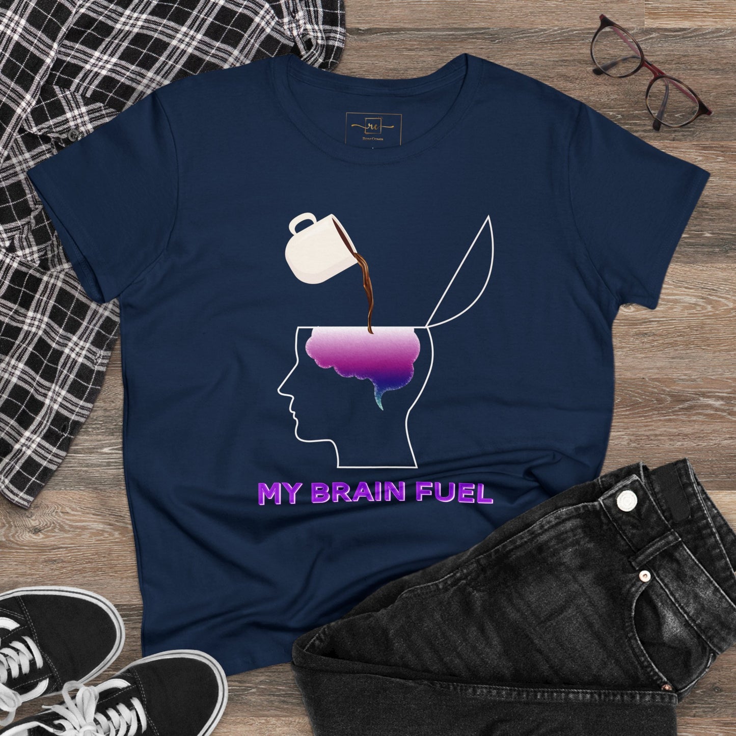 Wellness Coffee Brain Fuel Mental Health Women's Mid-weight Cotton Tee