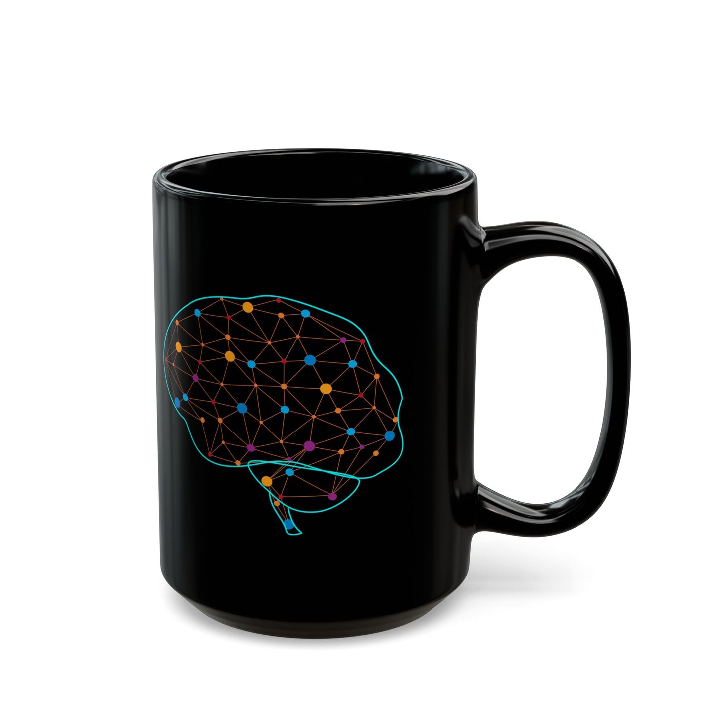 Neurology Brain Art Coffee Mug - Medical Gift for Neurologist, Psychiatrist, Psychologist, Doctor (Black, 11oz & 15oz)