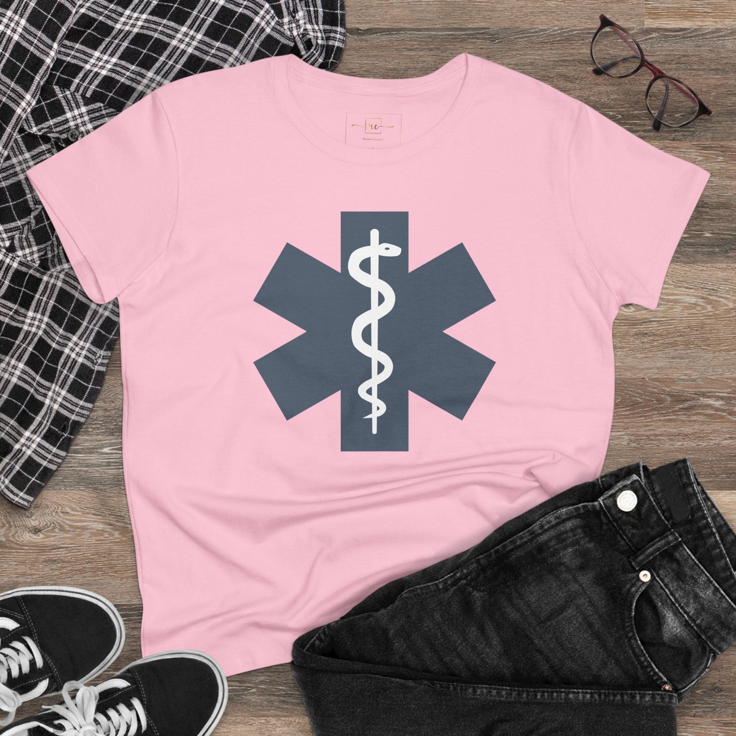 Emergency Medical Women's Midweight Cotton Tee -Gray Symbol