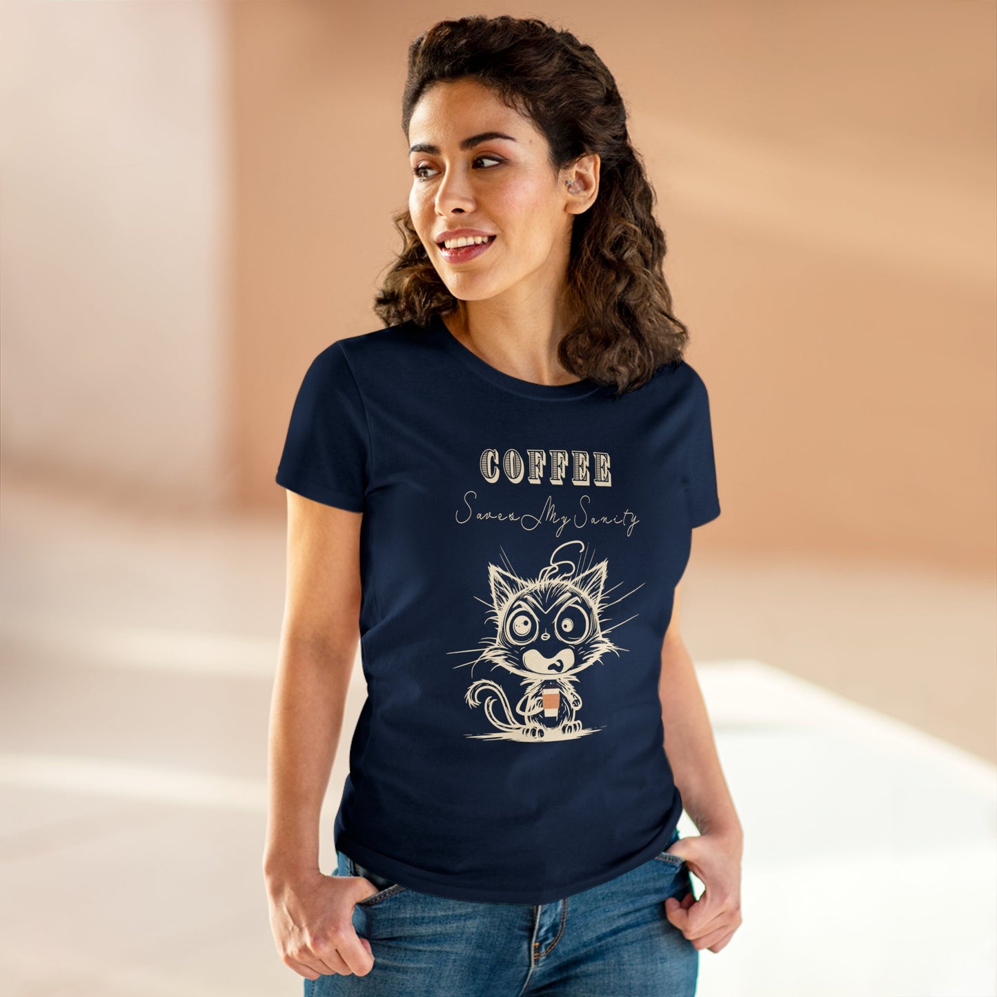Wellness Coffee Brain Fuel Mental Health Women's Mid-weight Cotton Tee - Mental Health Humor