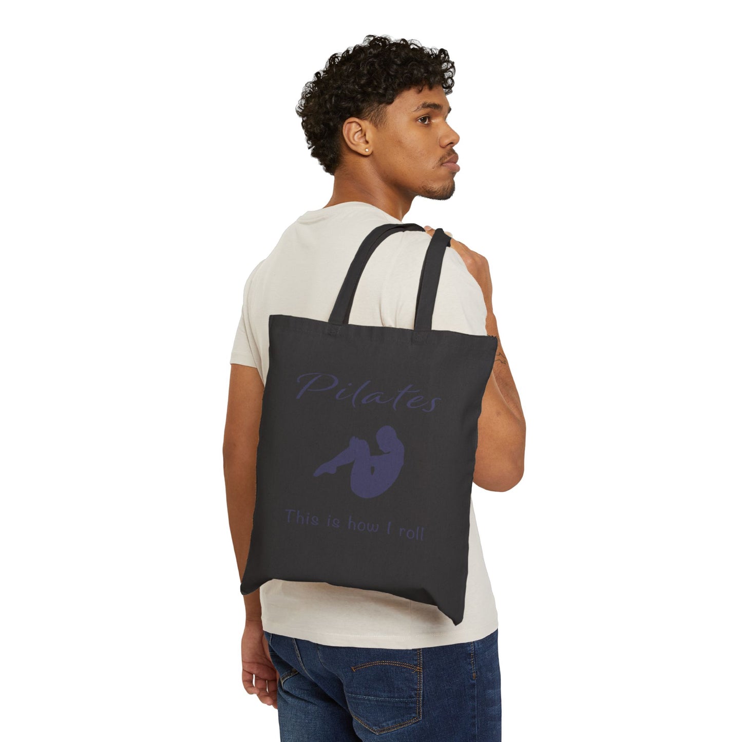 Pilates How I Roll Cotton Canvas Tote - Wellness Fitness Health