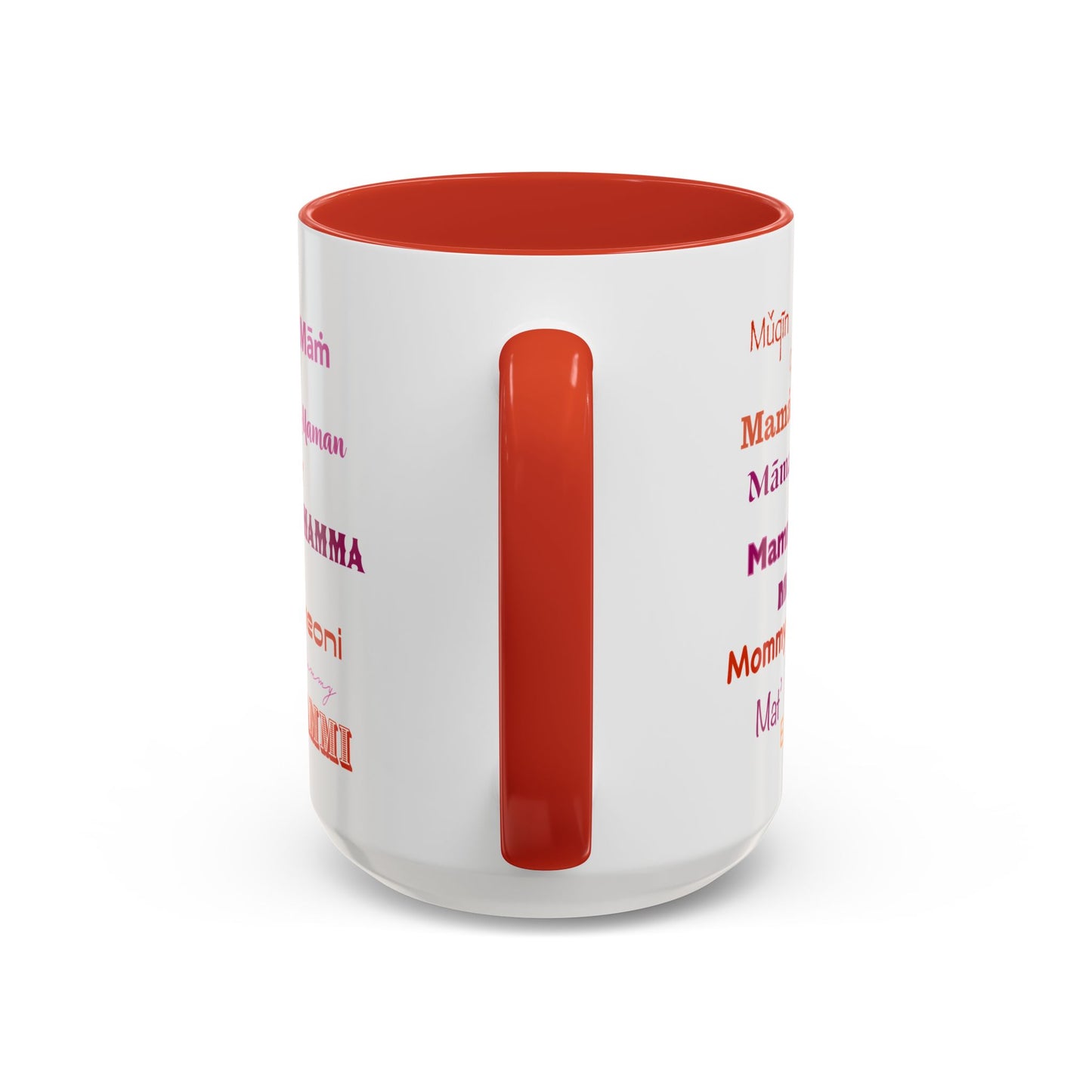 Mom Groovy Heart Mug - “Mom” in Different Languages - Universal Language of Love - Gift for Moms, New Moms, Mother's Day, Birthday, Valentine’s Day - Modern & Stylish Ceramic Mug with Color Inside (11oz, 15oz)