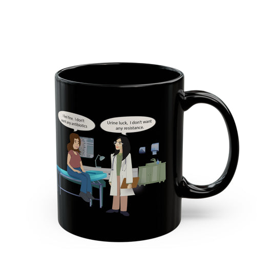 Urine Luck Black Ceramic Mug - Funny Urology Medical Humor for Doctors & Students (11oz, 15oz)