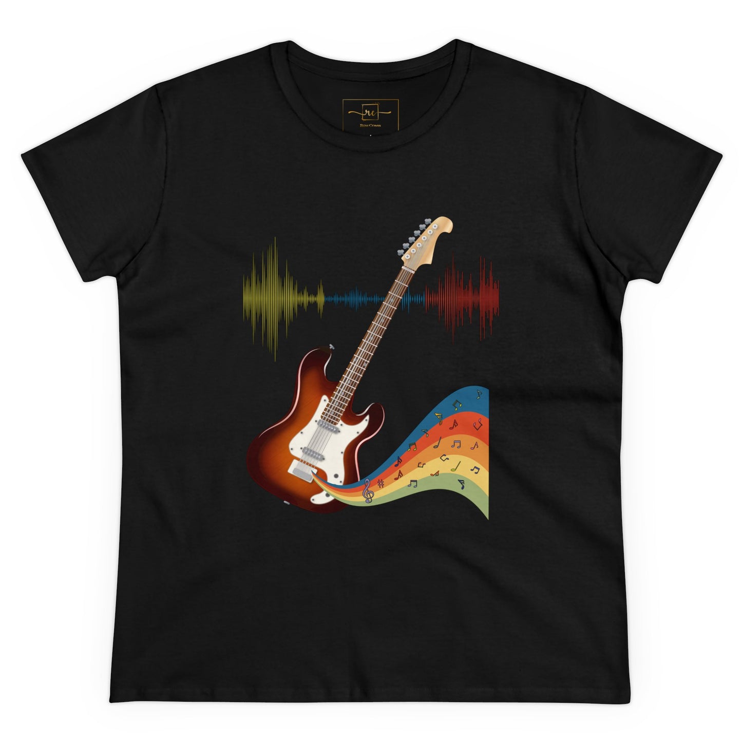 Hippie Guitar Women's Mid-weight Cotton Tee - Rock Music Graphic
