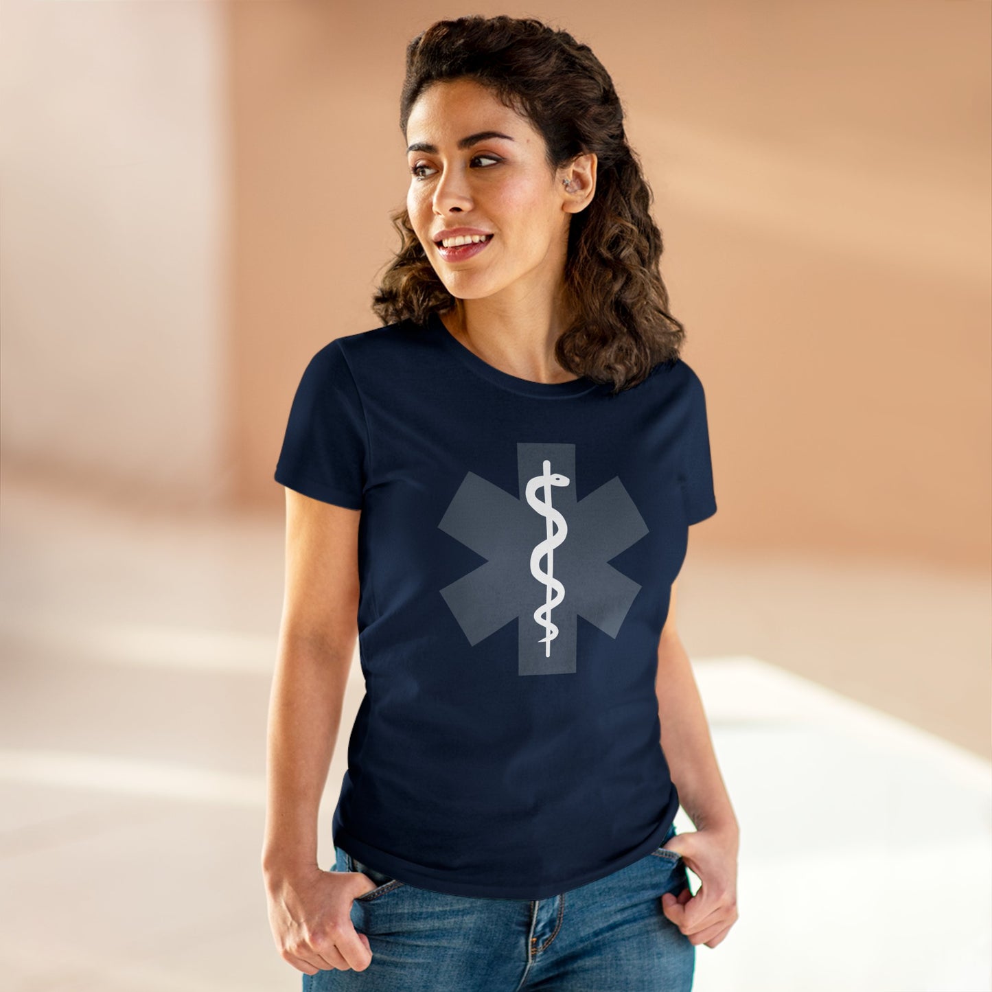 Emergency Medical Women's Midweight Cotton Tee -Gray Symbol