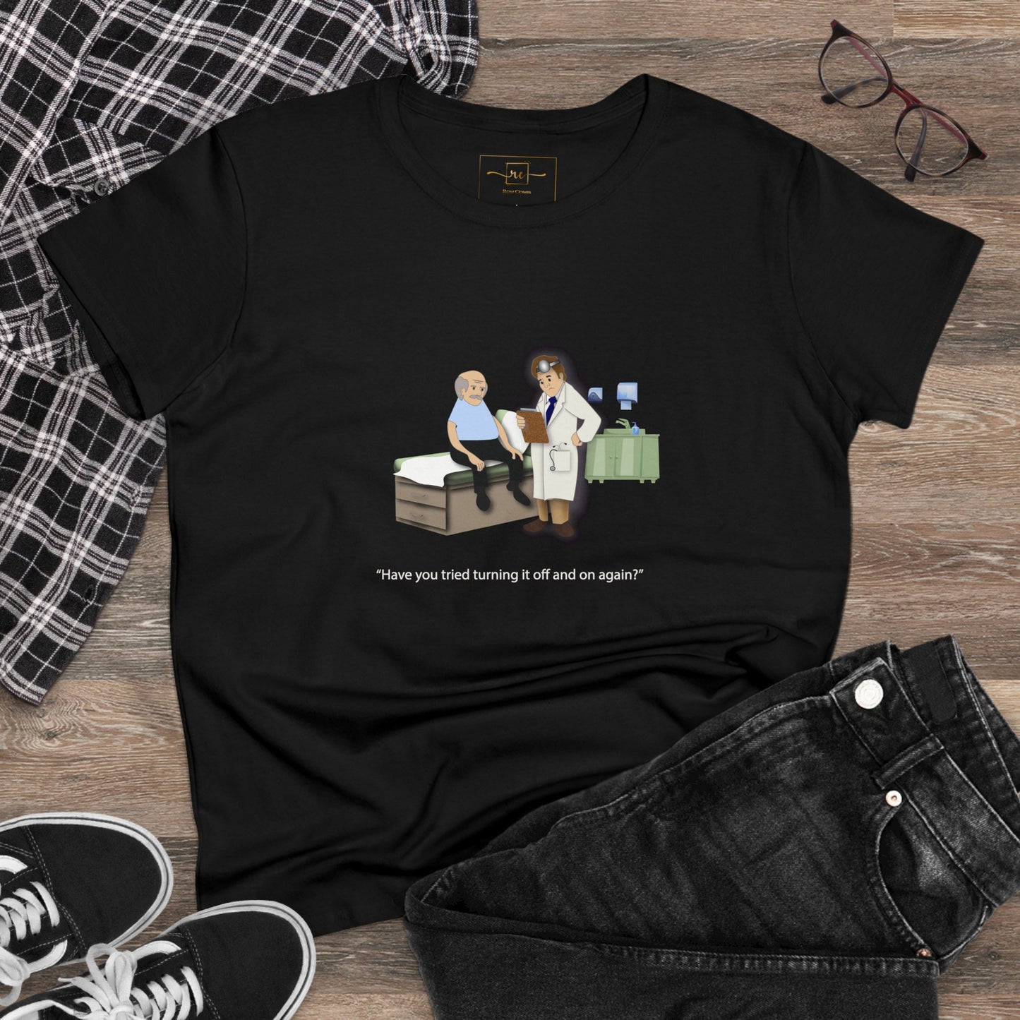 On and Off Women's Midweight Cotton Tee - Medical Humor