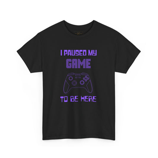 Gamer I Paused My Game Heavy Cotton T-Shirt - Humor Joke (Purple Controller)