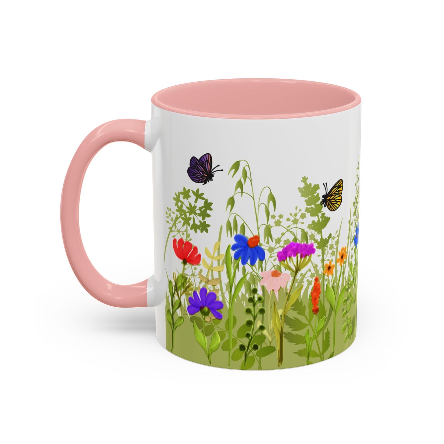 Watercolor Wildflower Mug - Botanical Floral Coffee Mug - Gift for Moms, Gardeners, Art Lovers, Spring & Easter - Ceramic Mug with Color Inside (11oz, 15oz)