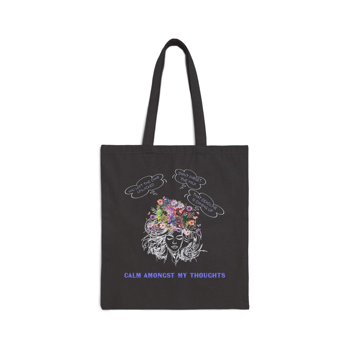 Wellness Calm Thoughts Mental Health Cotton Canvas Tote Bag
