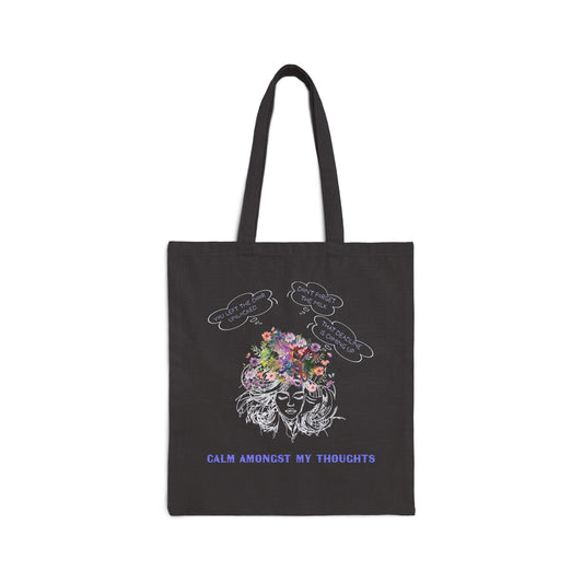 Wellness Calm Thoughts Mental Health Cotton Canvas Tote Bag