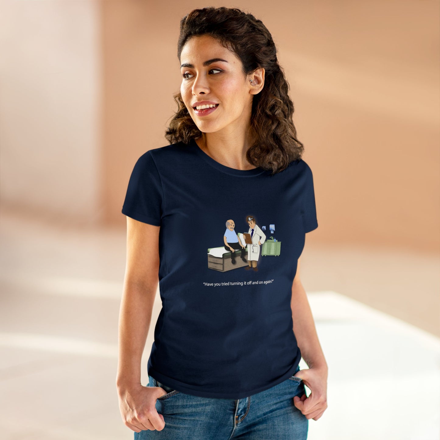 On and Off Women's Midweight Cotton Tee - Medical Humor