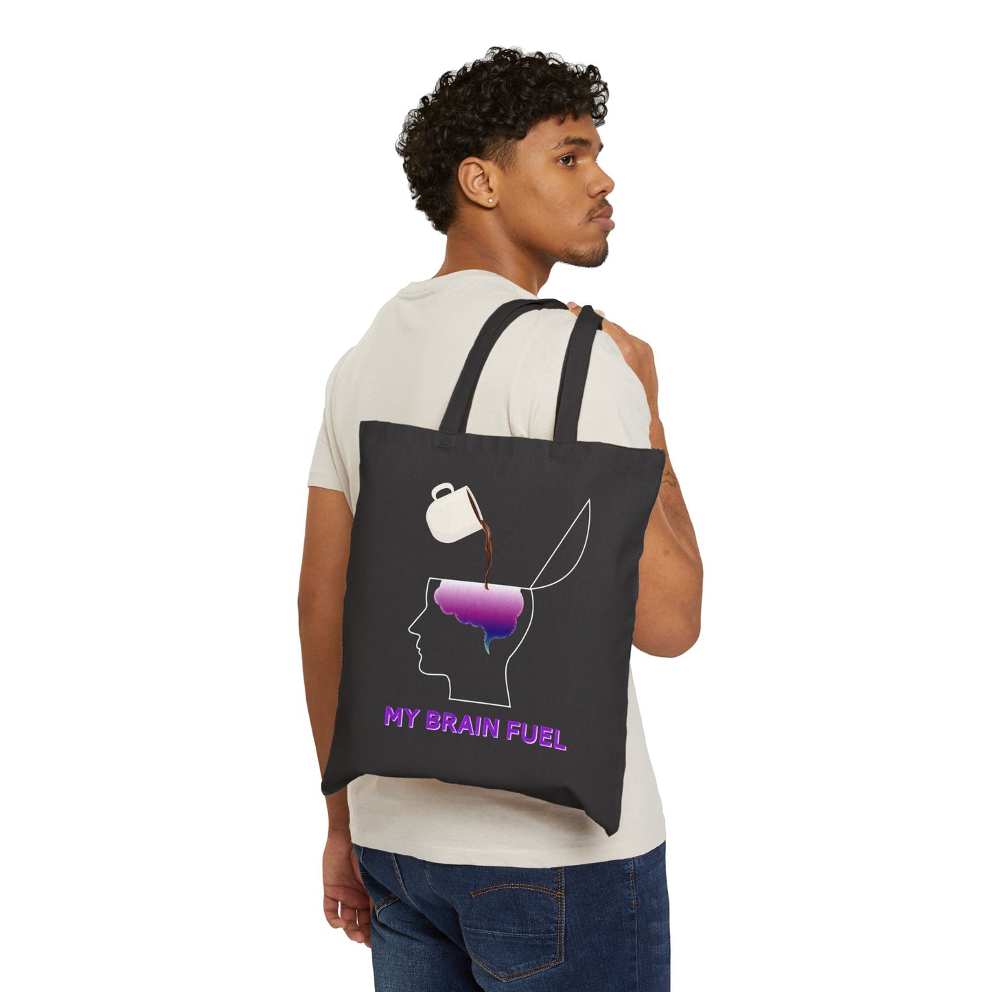 Wellness Coffee Brain Fuel Mental Health Cotton Canvas Tote