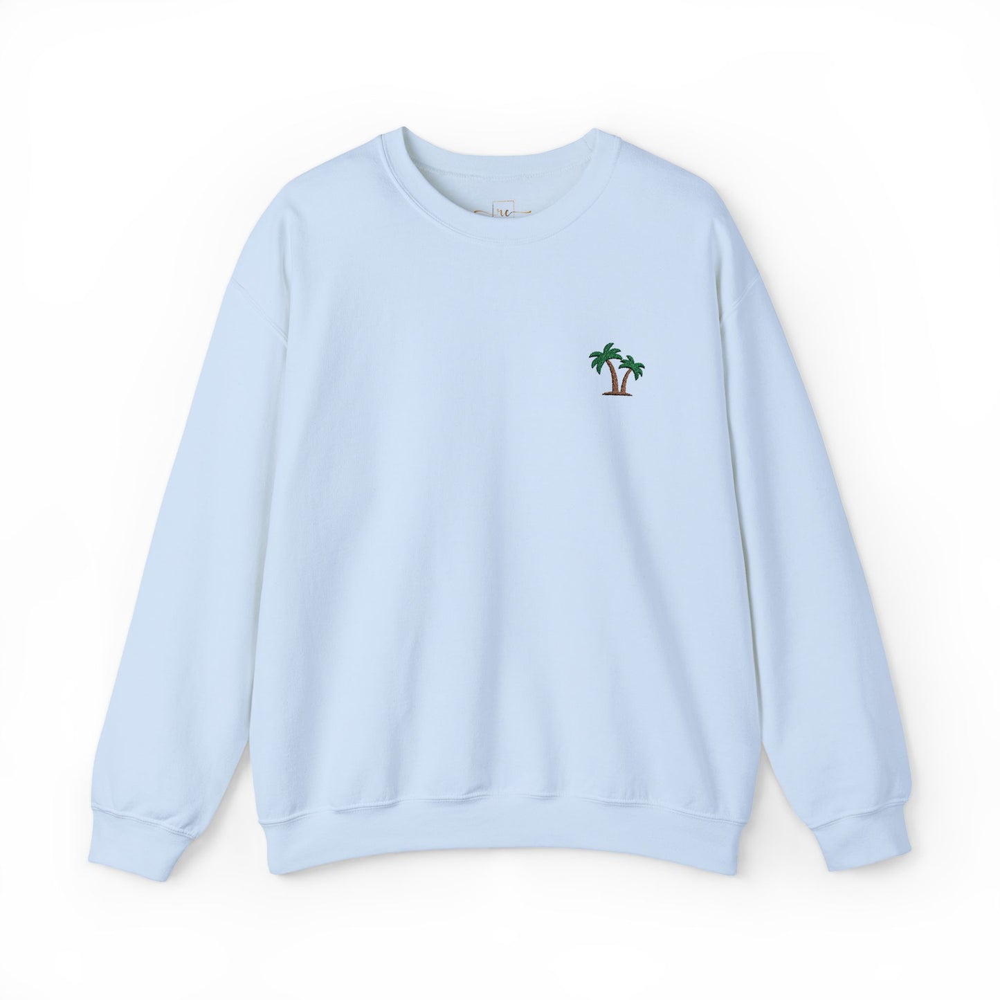 Palm Tree Embroidered Sweatshirt for Beach and Vacation Enthusiasts