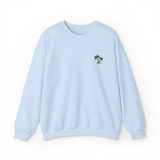 Palm Tree Embroidered Sweatshirt for Beach and Vacation Enthusiasts