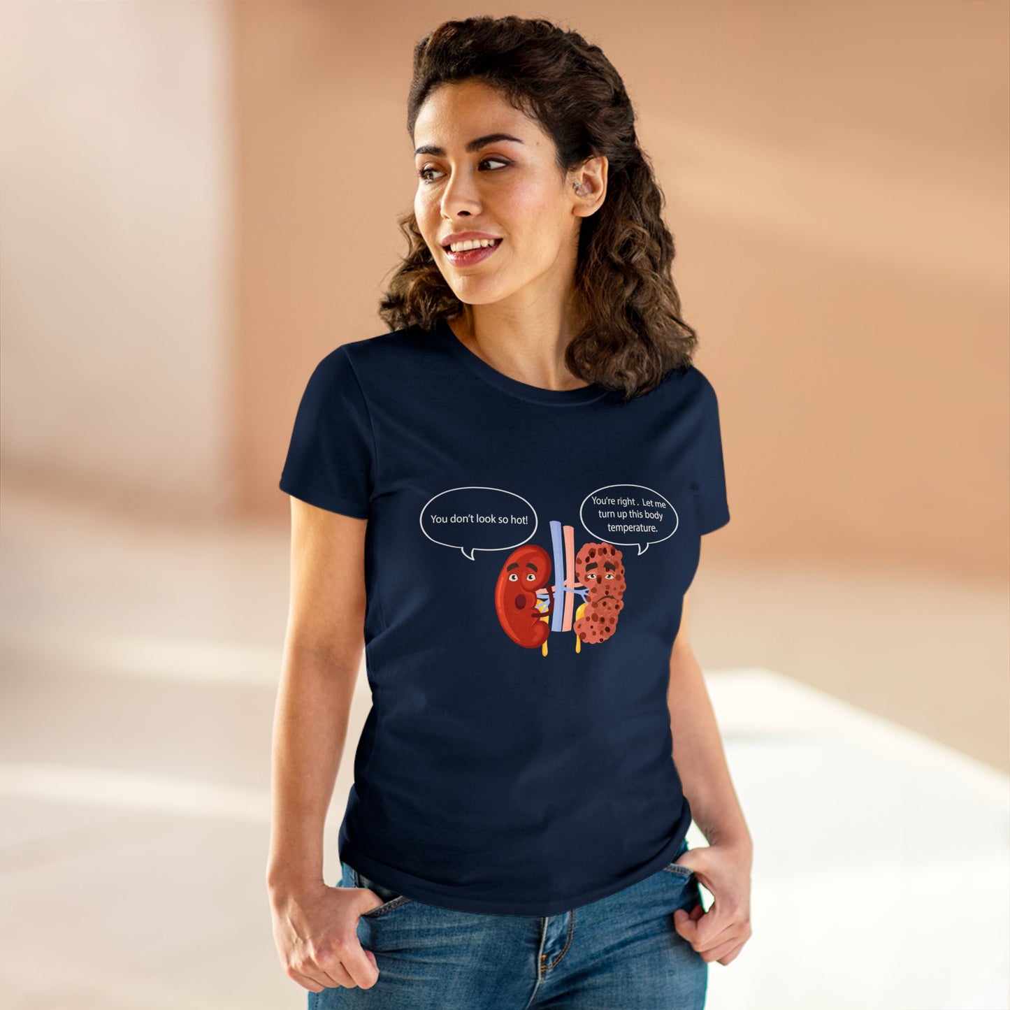 Kidney Sponge Talk Women's Midweight Cotton Tee - Medical Humor