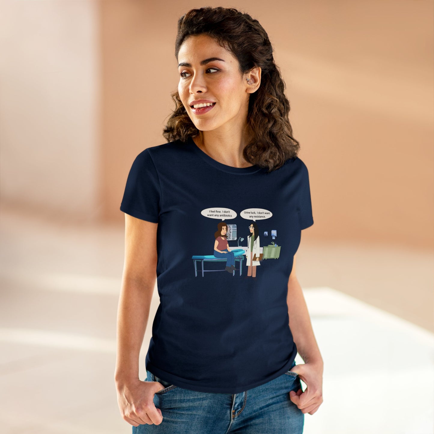 Urine Luck Women's Midweight Cotton Tee - Medical Humor