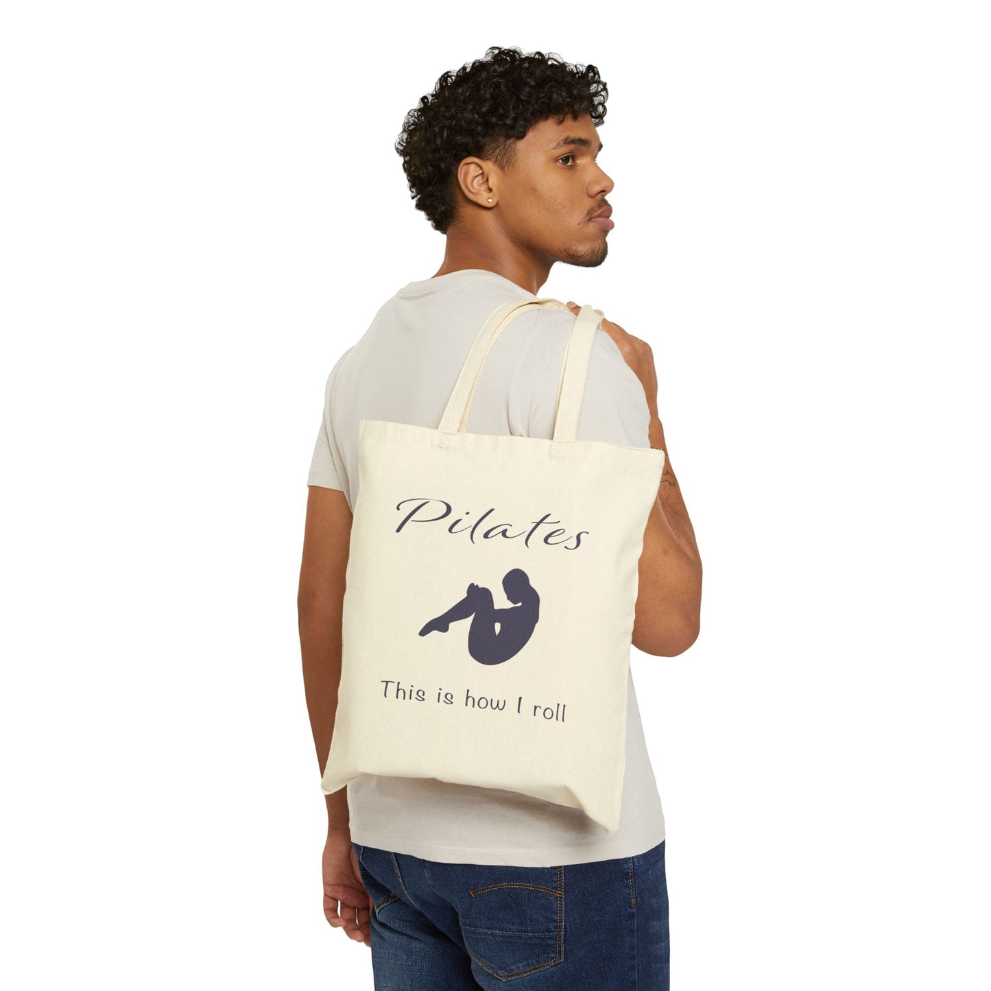 Pilates How I Roll Cotton Canvas Tote - Wellness Fitness Health