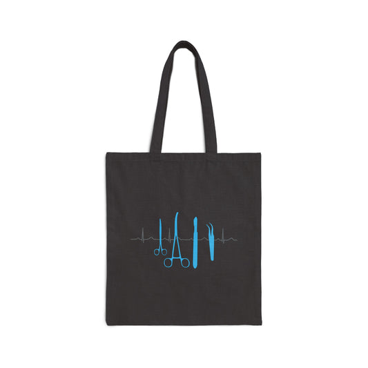 Medical Cotton Canvas Tote Bag With Surgical Tools Art For Healthcare Workers