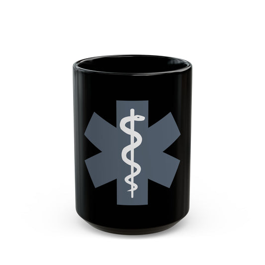 Emergency Medical Gray Symbol Black Mug (11oz, 15oz) - Healthcare