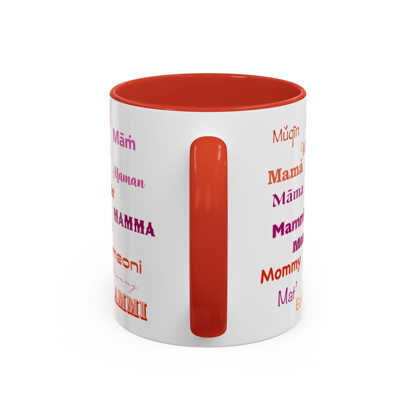 Mom Groovy Heart Mug - “Mom” in Different Languages - Universal Language of Love - Gift for Moms, New Moms, Mother's Day, Birthday, Valentine’s Day - Modern & Stylish Ceramic Mug with Color Inside (11oz, 15oz)