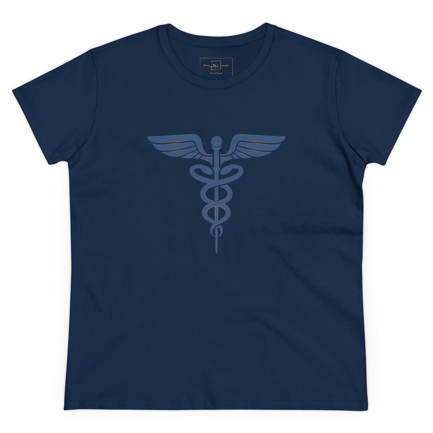 Caduceus Blue Symbol Women's Midweight Cotton Tee - Medical