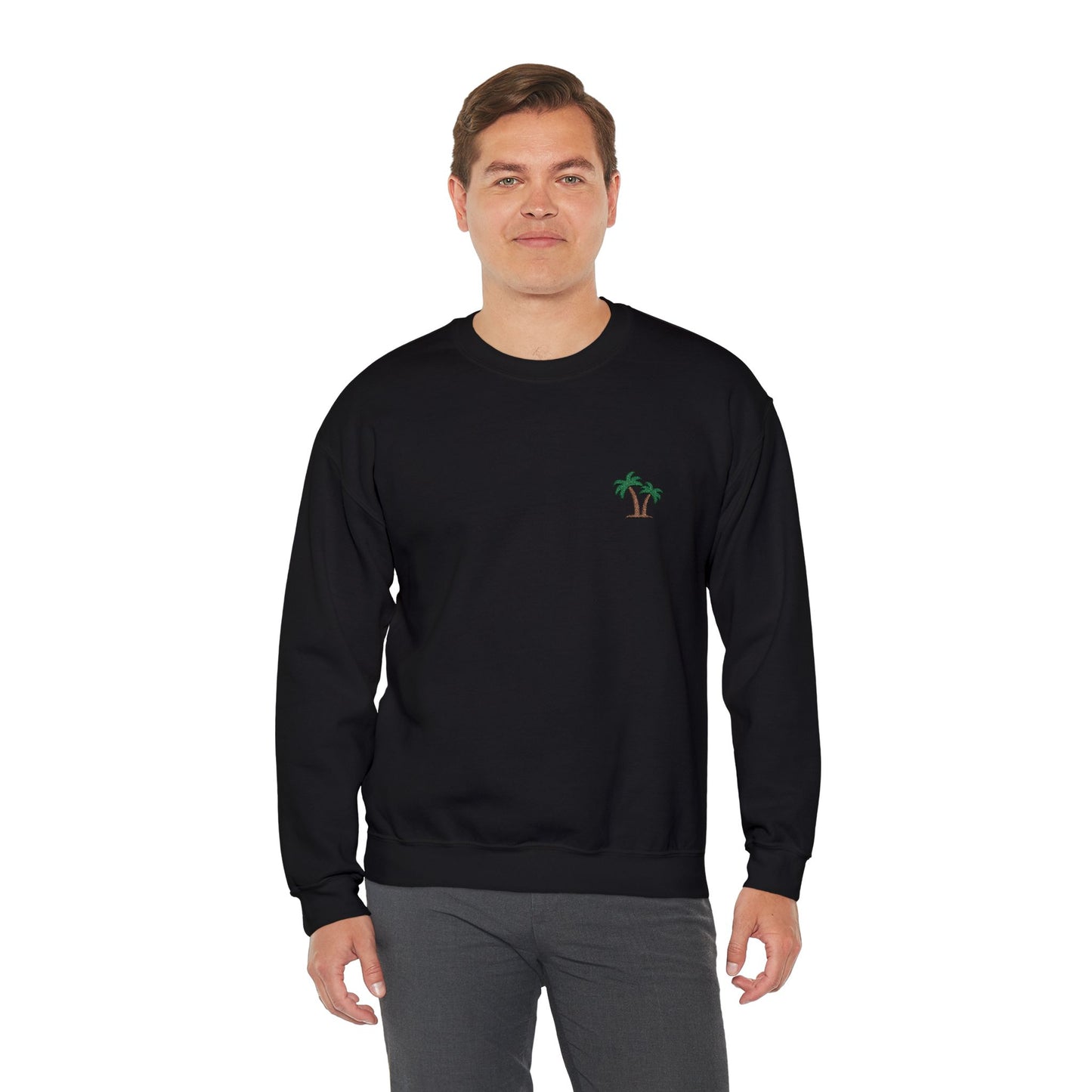Palm Tree Embroidered Sweatshirt for Beach and Vacation Enthusiasts
