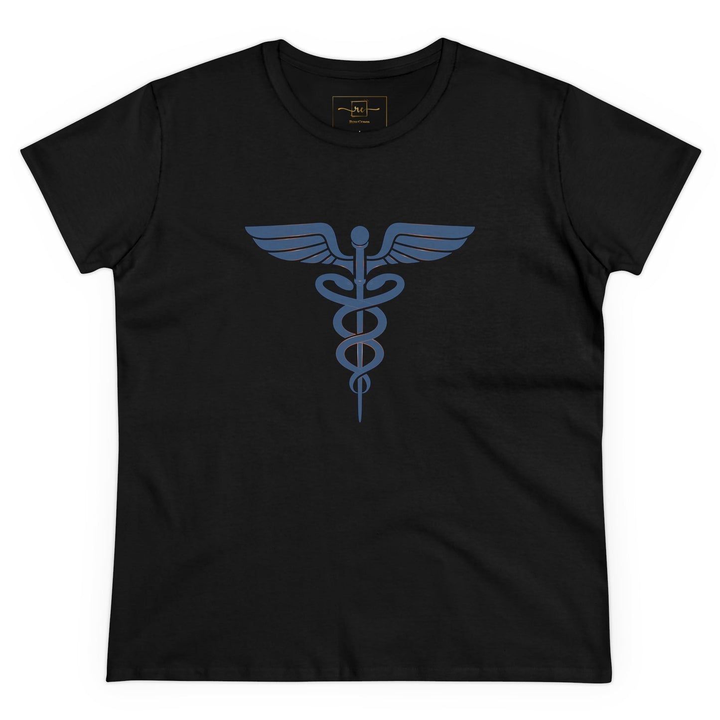 Caduceus Blue Symbol Women's Midweight Cotton Tee - Medical