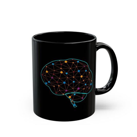 Neurology Brain Art Coffee Mug - Medical Gift for Neurologist, Psychiatrist, Psychologist, Doctor (Black, 11oz & 15oz)
